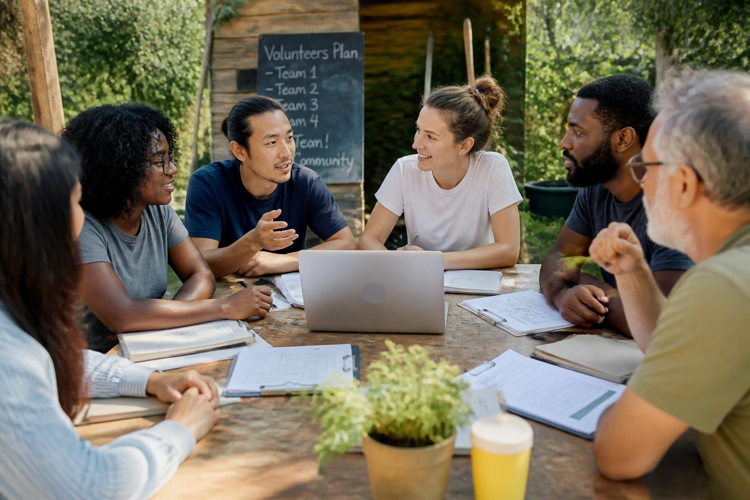 Projektteam bei einer Besprechung im Freien